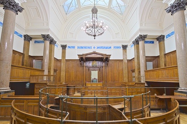large court room for legal proceedings in rental agreements